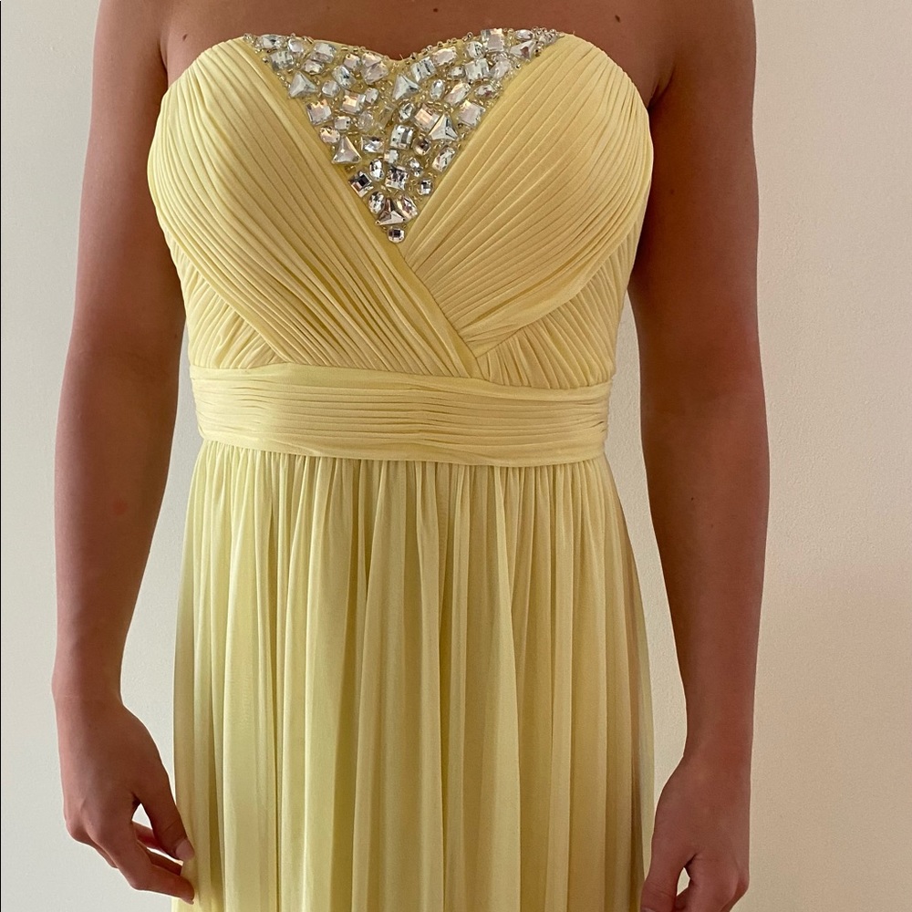 Cache Yellow With Large Rhinestones Strapless Pro… - image 3